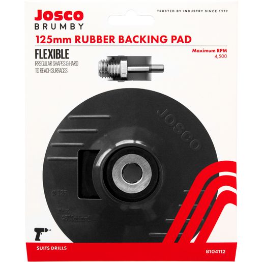 Josco 125mm Backing Pad Rubber M14 with Drill Adaptor B104112