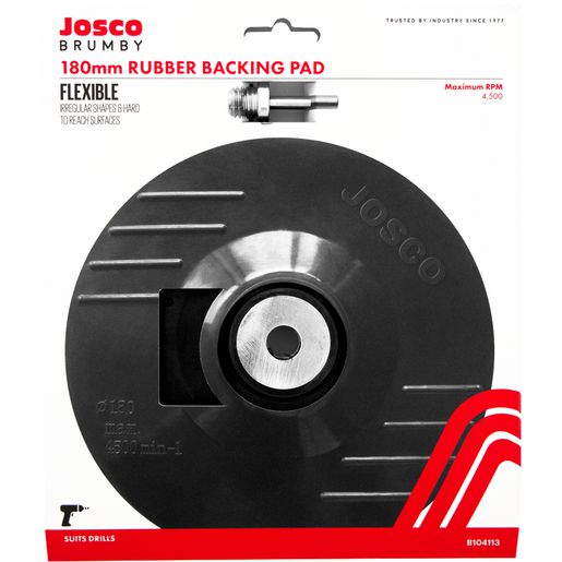 Josco 180mm Backing Pad Rubber M14 with Drill Adaptor B104113