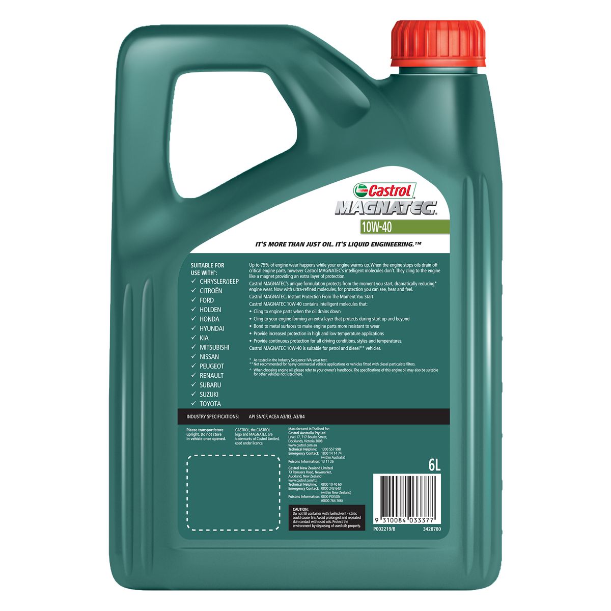 Castrol MAGNATEC 10W-40 Engine Oil 6L 3428780