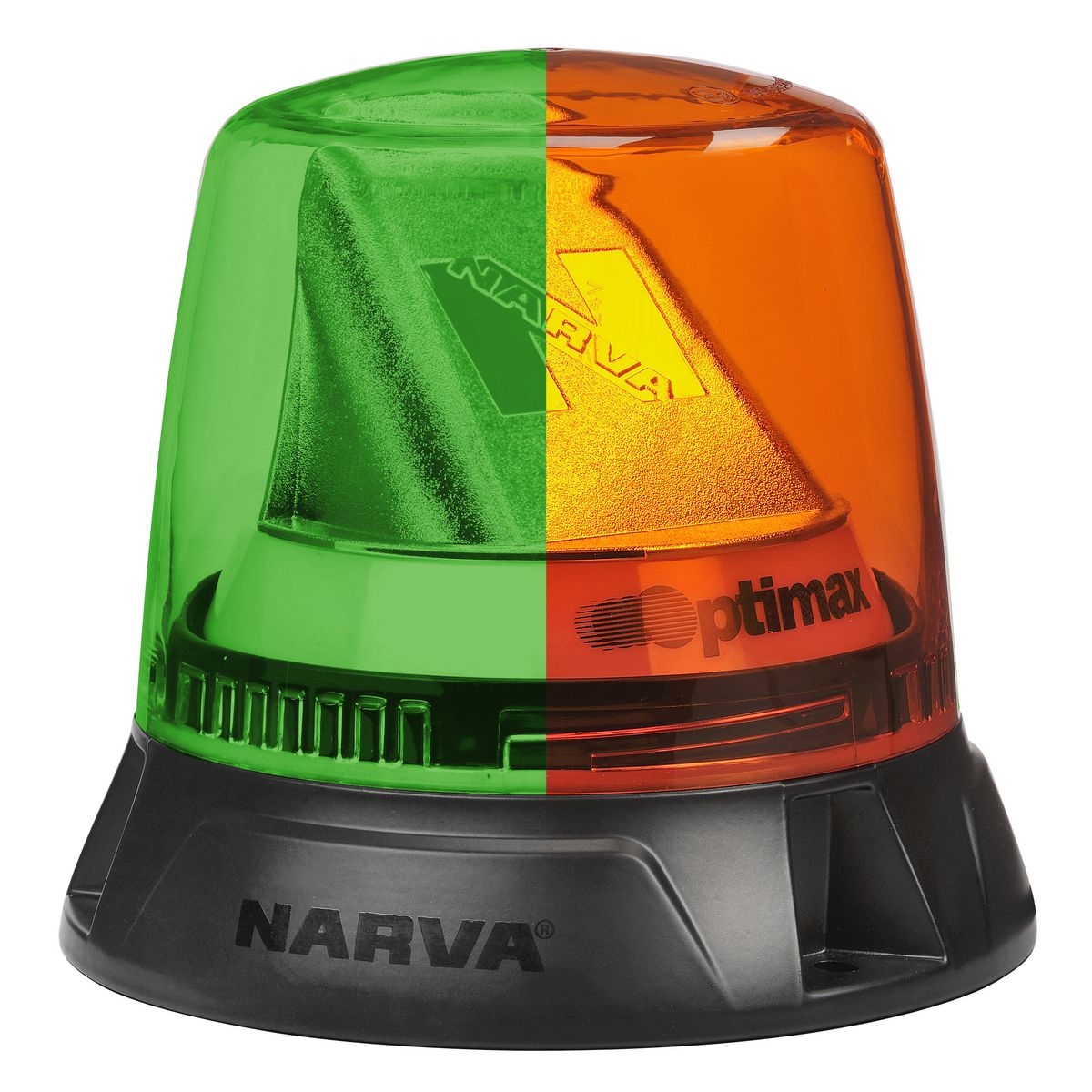 Narva Optimax LED Rotating Beacon with Flange Base Amber/Green 10-33V 85660AG