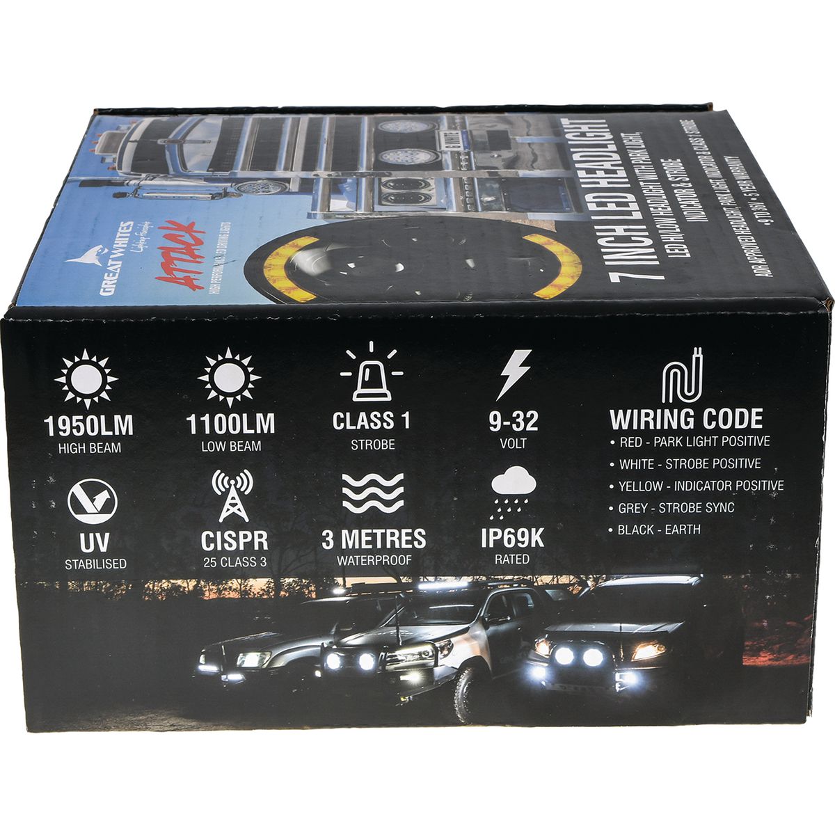 Great Whites LED Headlight Hi/Low w/ Park GWF1005