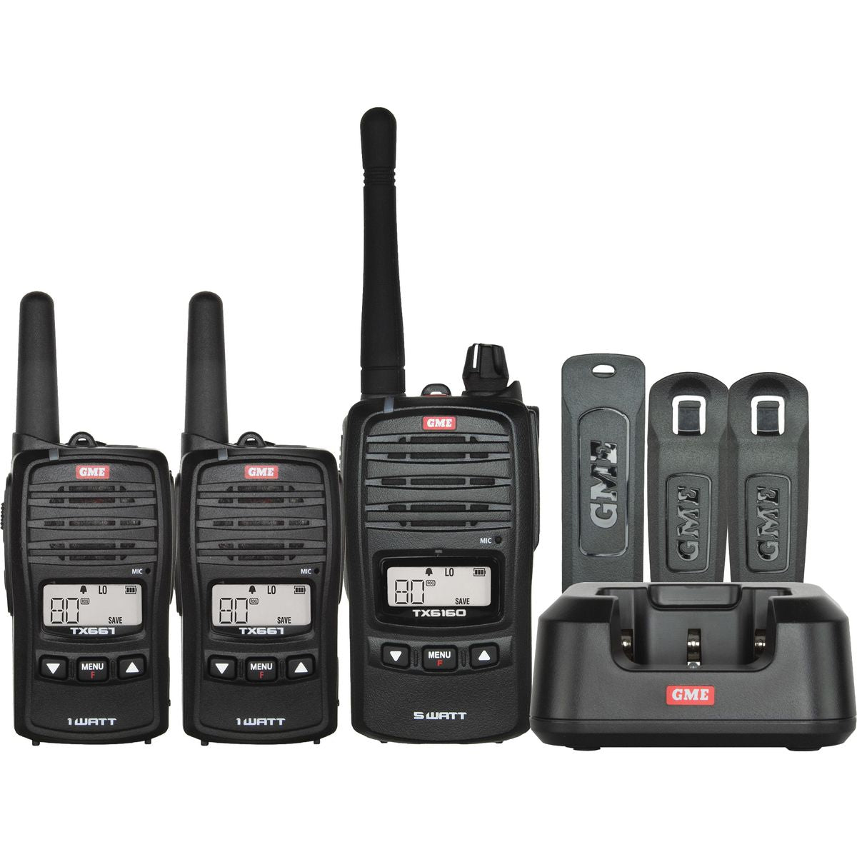 GME CB Handheld UHF Radio 5/1Watt Family Pack IP67 TX6160XFP