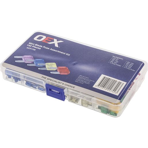 OEX Mini Blade Fuse Assortment Kit - 142 Pieces ACX1736