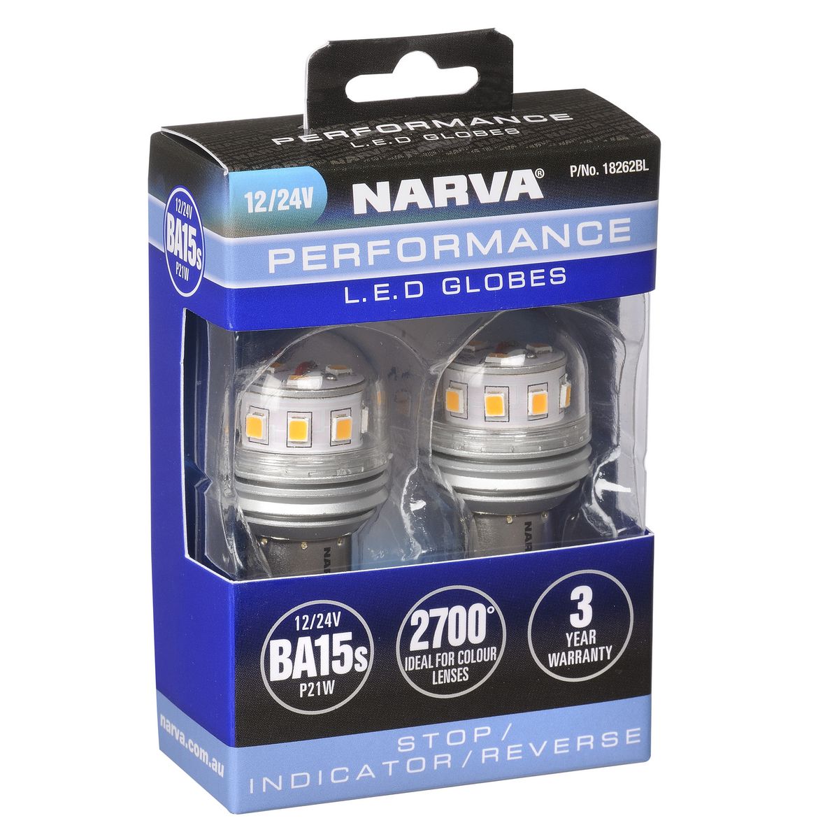 Narva LED Globe BA15S 12/24V P21W 18262BL