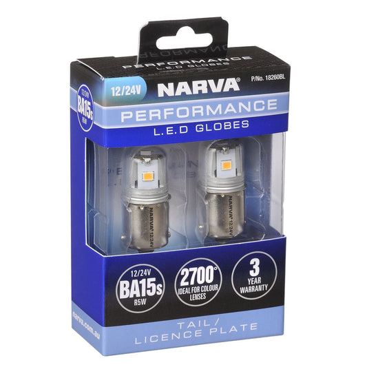 Narva LED Globe BA15S 12/24V R5W (2Pk) 18260BL
