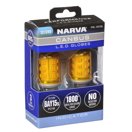 Narva LED Gen III BAU15S Indicator Globes Resistor-Free 18272BL