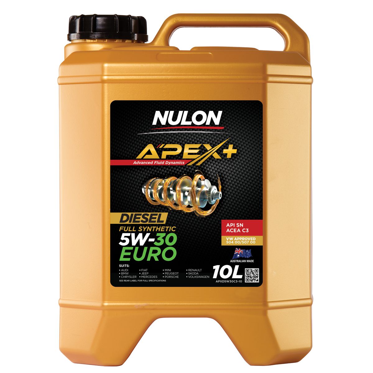 Nulon APEX+ 5W-30 Euro Diesel Engine Oil 10L Full Synthetic APXD5W30C3-10