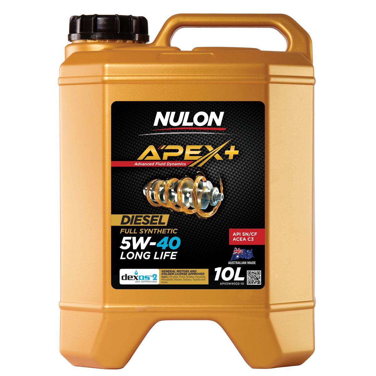 Nulon APEX+ 5W-40 Long Life Engine Oil 10L Full Synthetic APX5W40D2-10
