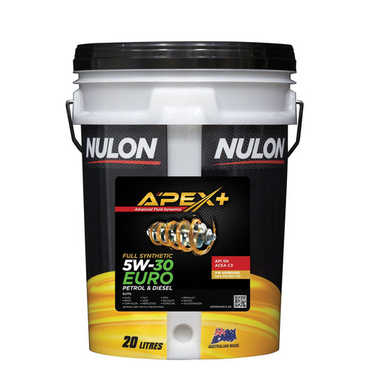 Nulon APEX+ 5W-30 Euro Petrol Engine Oil 20L Full Synthetic APX5W30C3-20