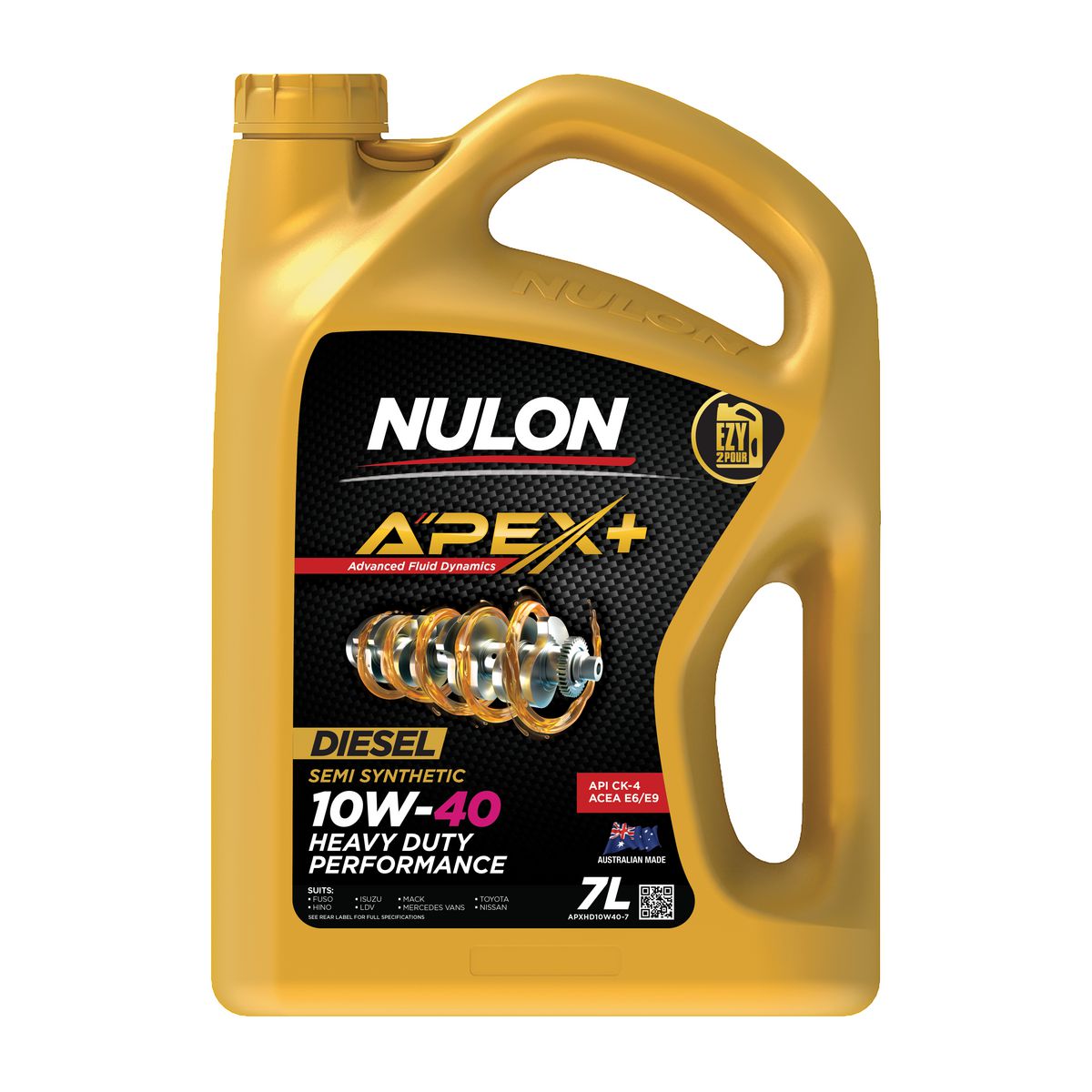 Nulon APEX+ 10W-40 Heavy Duty Diesel Engine Oil 7L Semi Synthetic APXHD10W40-7