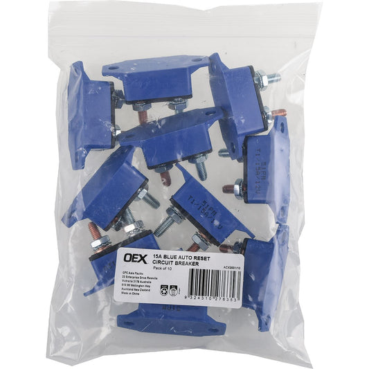OEX 15A Blue Auto Reset Circuit Breaker - Pack Of 10 ACX2001/10