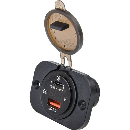 Drivetech 4X4 Qc3.0 Quick Charge Usb, Type-C Port And Voltage Display Power Socket DT-17103