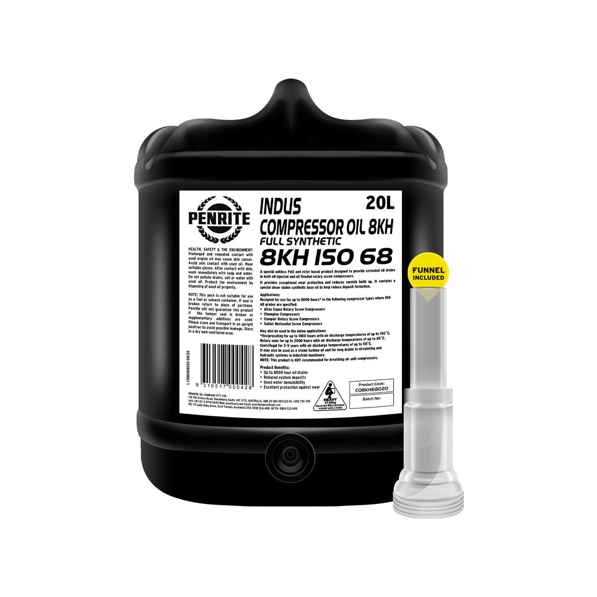 Penrite Oil Indus Compressor Oil 8Kh Iso 68 20L CO8KH68020