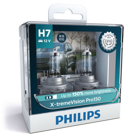 Philips X-TremEVision Pro150 Globes Pair H7 12972 12V 55W Px26D S2 12972XVPROS2