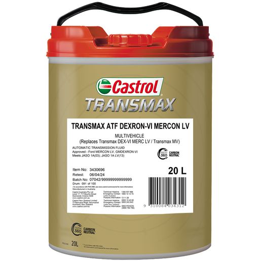 Castrol Transmax ATF Dexron-Vi Mercon Lv Multivehicle 20L 3430696