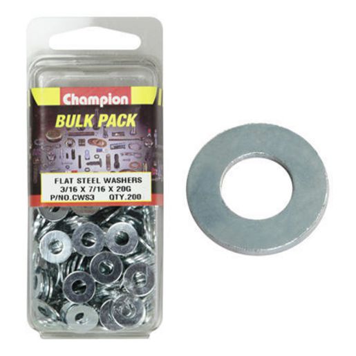 Champion Flat Steel Washer 3/16″ x 7/16″ x 20G 200Pk CWS3