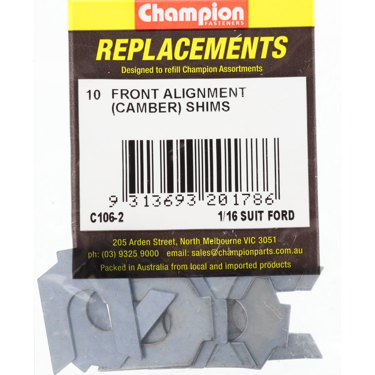 Champion Alignment Camber Shim Front 1/16"" 10Pk C106-2