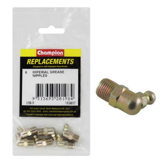 Champion Grease Nipple BSP 67.5° 1/8"" 6Pk C108-10