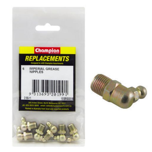 Champion Grease Nipple NPT 90° 1/8"" 6Pk C108-11