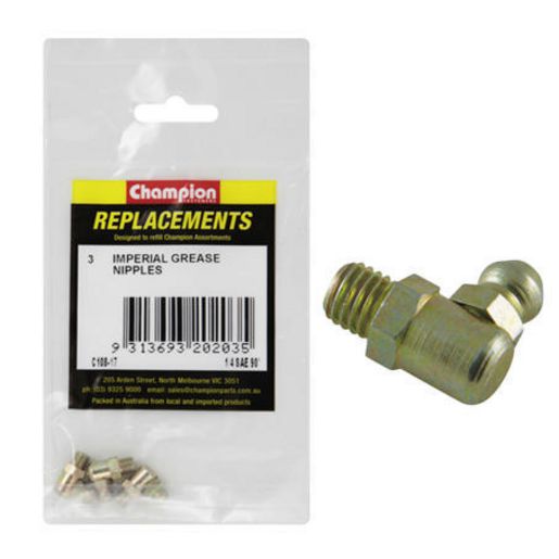 Champion Grease Nipple UNF 90° 1/4"" 3Pk C108-17