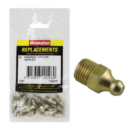Champion Fasteners Grease Nipple Bsp-Straight 1/8 mm C108-8