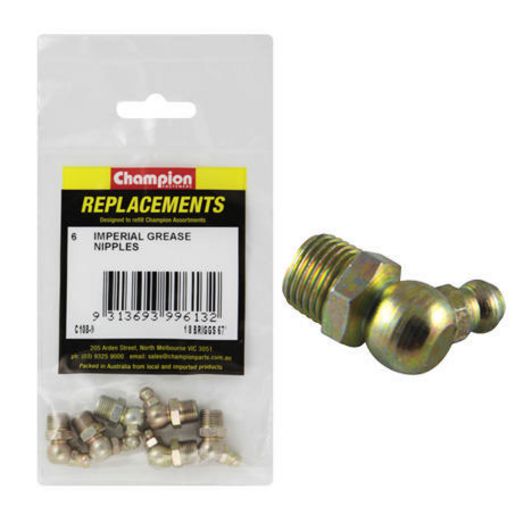 Champion Grease Nipple NPT 67.5° 1/8"" 6Pk C108-9