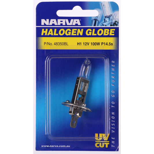 Narva Halogen Headlight Globe H1 12V 100W Blister 48350BL
