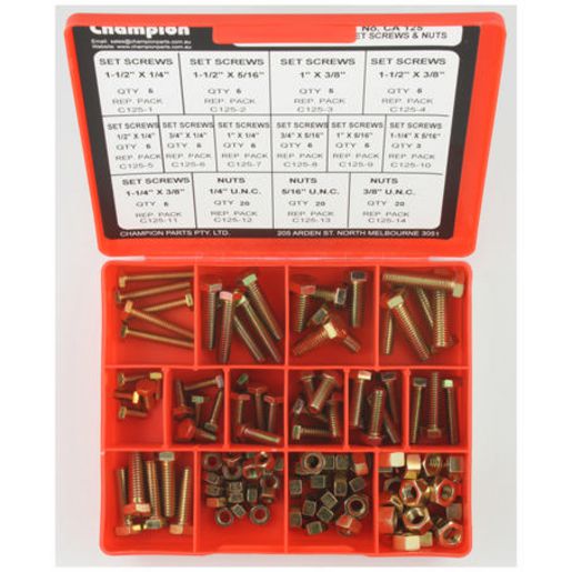 Champion Screws & Nuts UNC Assortment Pack Imperial 14 Sizes 113Pk CA125