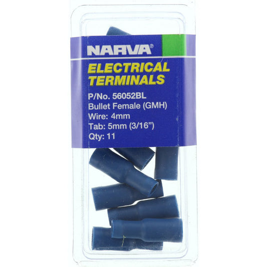 Narva Terminal Female Bullet Male 4mm Blue 56052BL