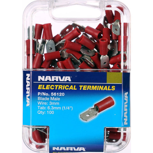 Narva Terminal Male Blade Red 6.3mm (100Pk) 56120