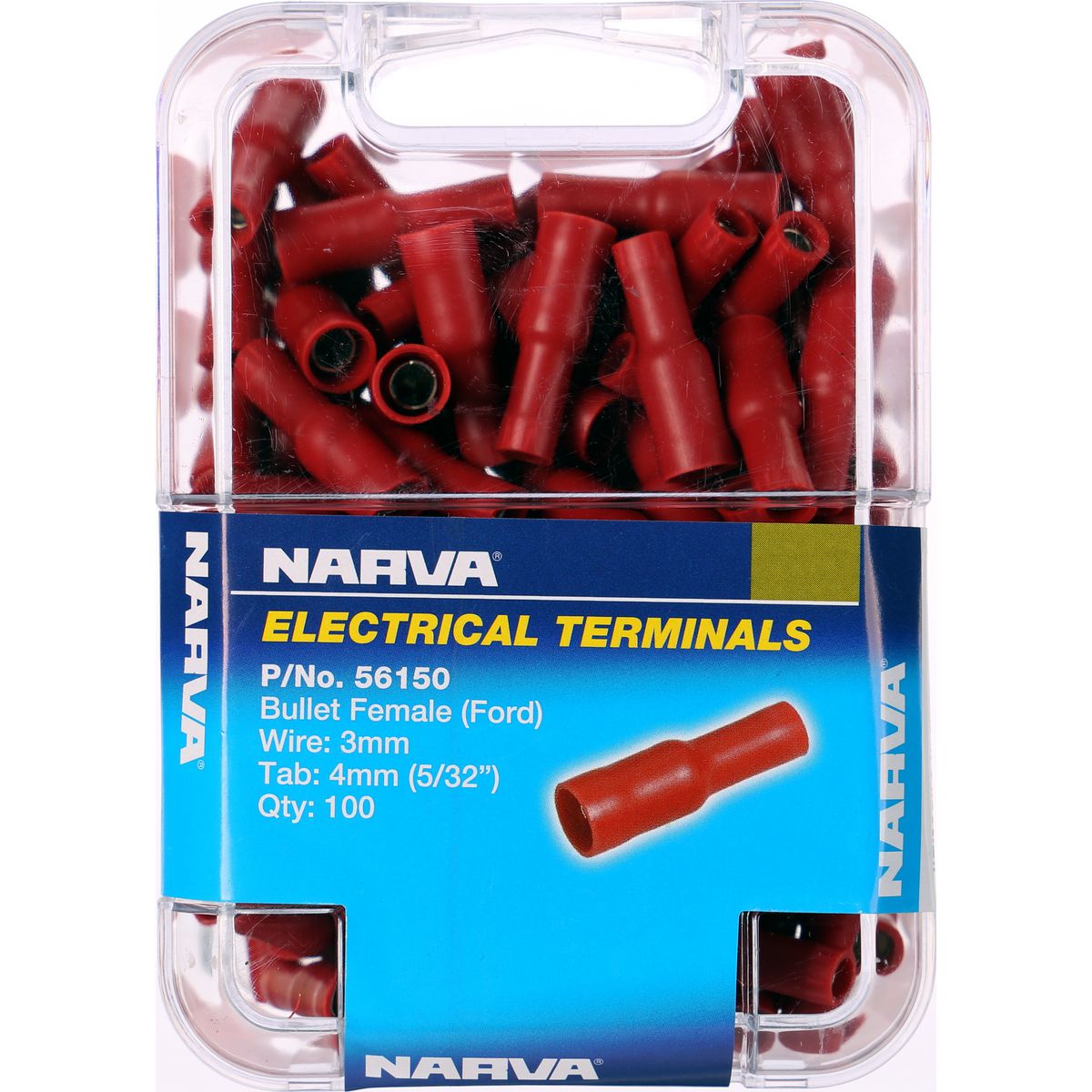Narva Terminal Female Bullet Red 4mm (100Pk) 56150