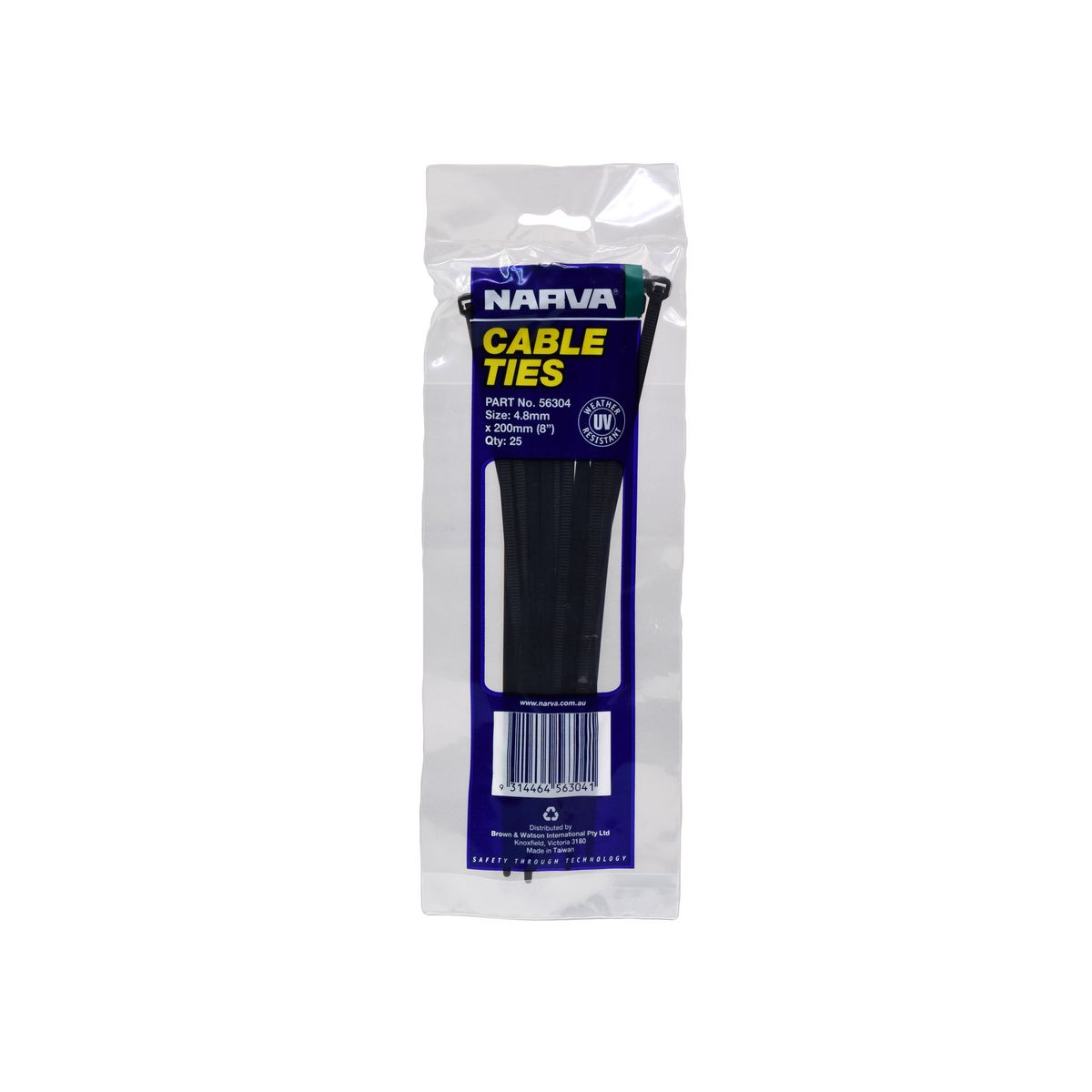 Narva Cable Tie 4.8x200mm (25Pk) 56304