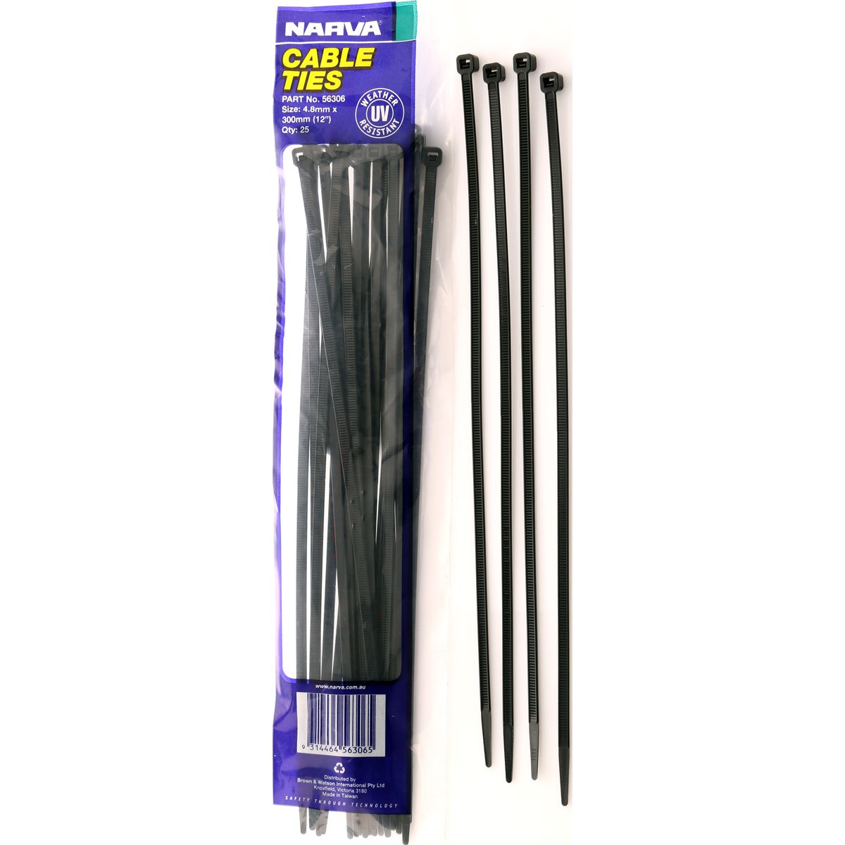 Narva Cable Tie 4.8x300mm (25Pk) 56306