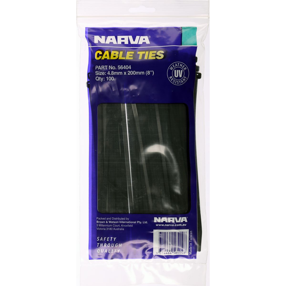 Narva Cable Tie 4.8x200mm (100Pk) 56404