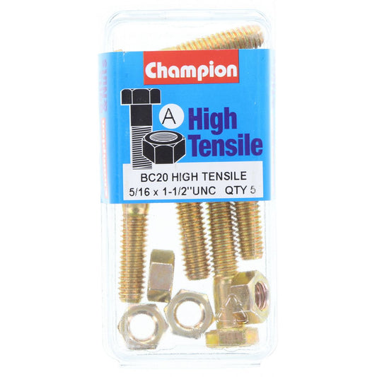 Champion Bolt & Nut Pack UNC 1-1/2 x 5/16 BC20