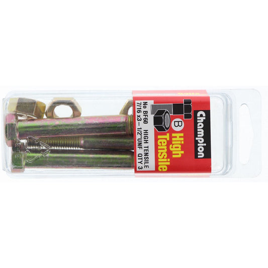 Champion Fasteners Bolt & Nut Pack UNF 7/16 X 3-1/2 BF60