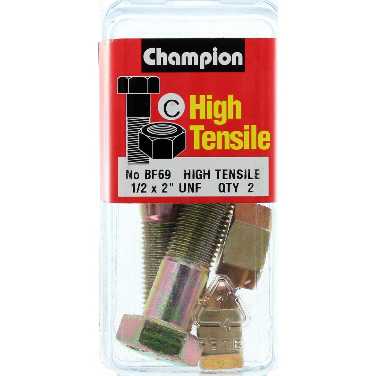 Champion Hex Nut & Bolt Set 1/2"" x 2"" UNF High Tensile 4Pk BF69