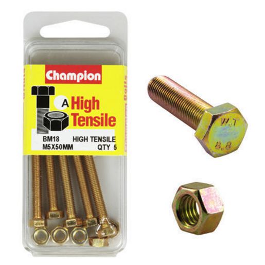 Champion Bolt & Nut Pack Metric M5 x 50mm BM18