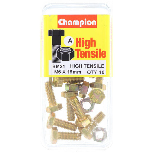 Champion Bolt & Nut Pack Metric M6 x 16mm BM21