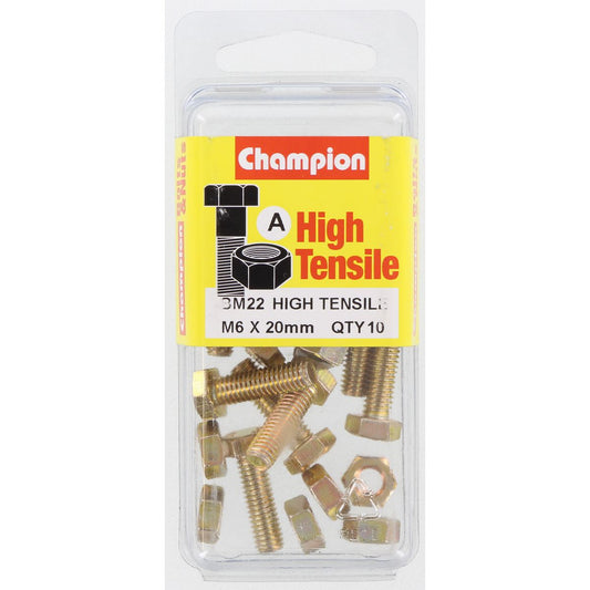 Champion Bolt & Nut Pack Metric M6 x 20mm BM22