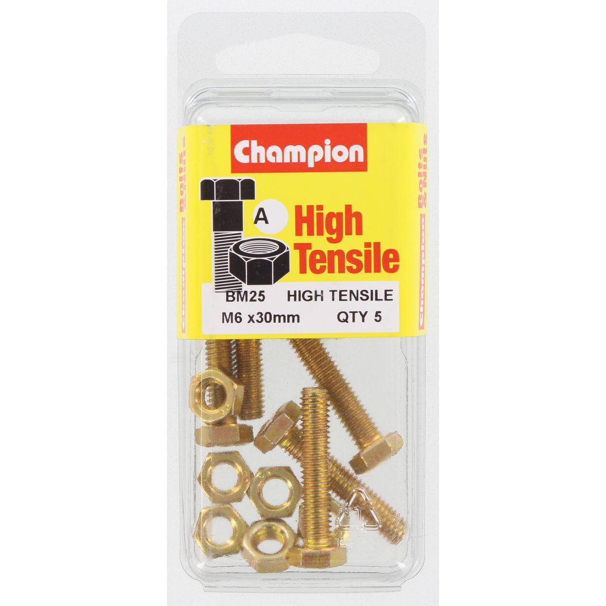 Champion Bolt & Nut Pack Metric M6 x 30mm BM25