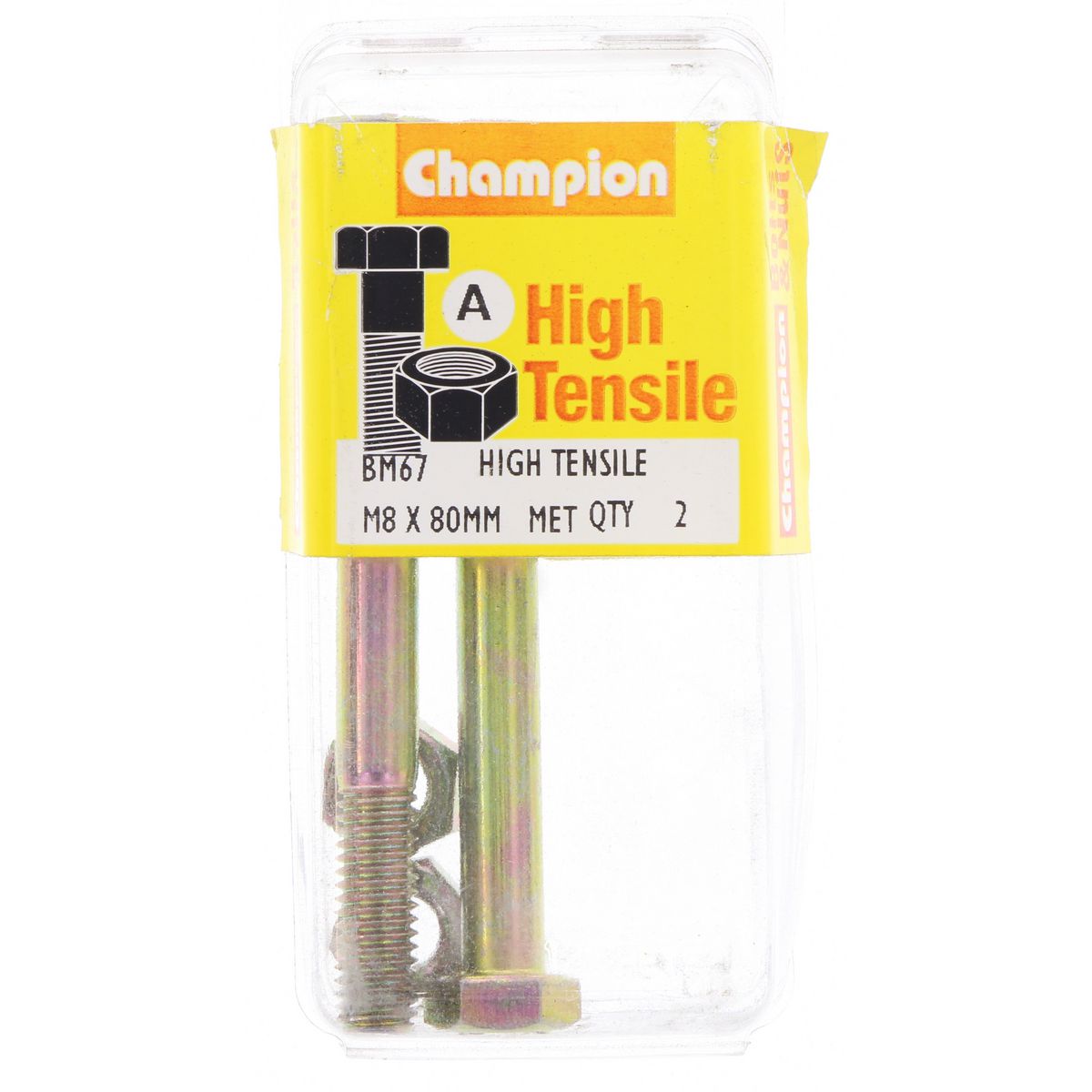 Champion Bolt & Nut Pack Metric M8 x 80mm BM67