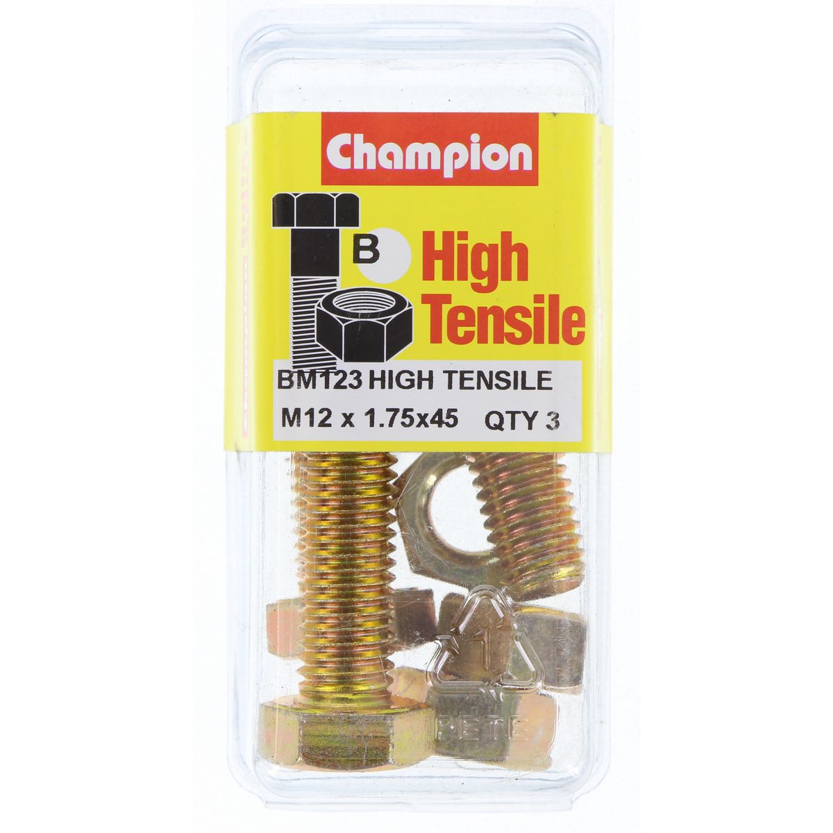 Champion Bolt & Nut Pack Metric M12x1.75 x 45mm BM123
