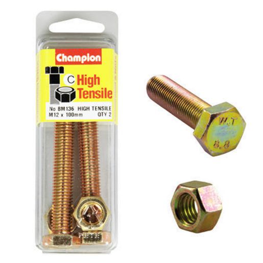 Champion Bolt & Nut Pack Metric M12 x 100mm BM136