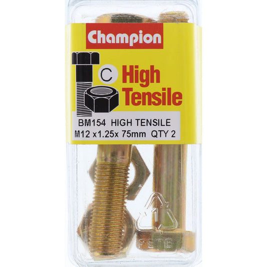 Champion Bolt & Nut Pack Metric M12x1.25 x 75mm BM154