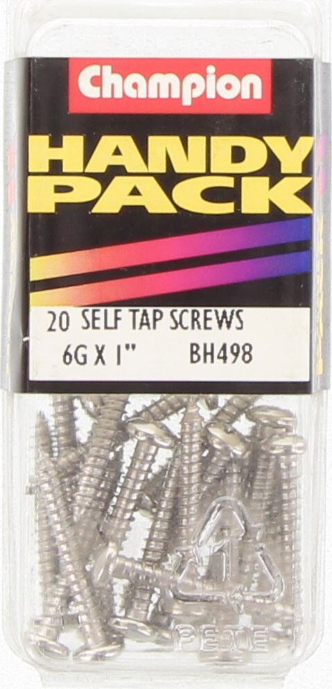 Champion Nickel Screw Self Tapp Panhead Phillips 3.5 x 25mm 20Pk BH498