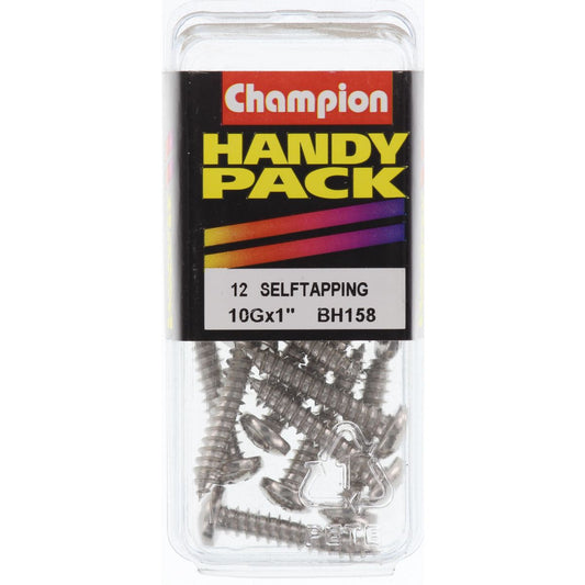 Champion Nickel Screw Self Tapp Panhead Phillips 4.8 x 25mm 12Pk BH158