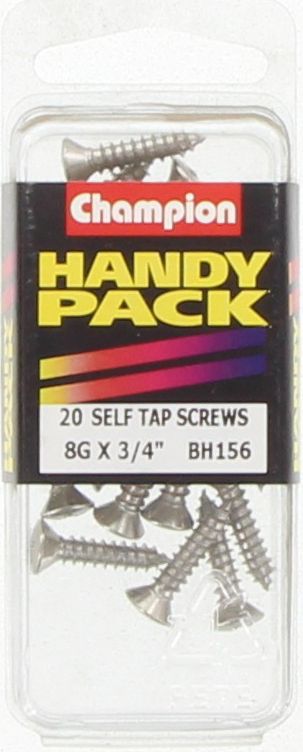 Champion Nickel Screw Self Tapp Raised Head Phillips 4.2 x 19mm 20Pk BH156