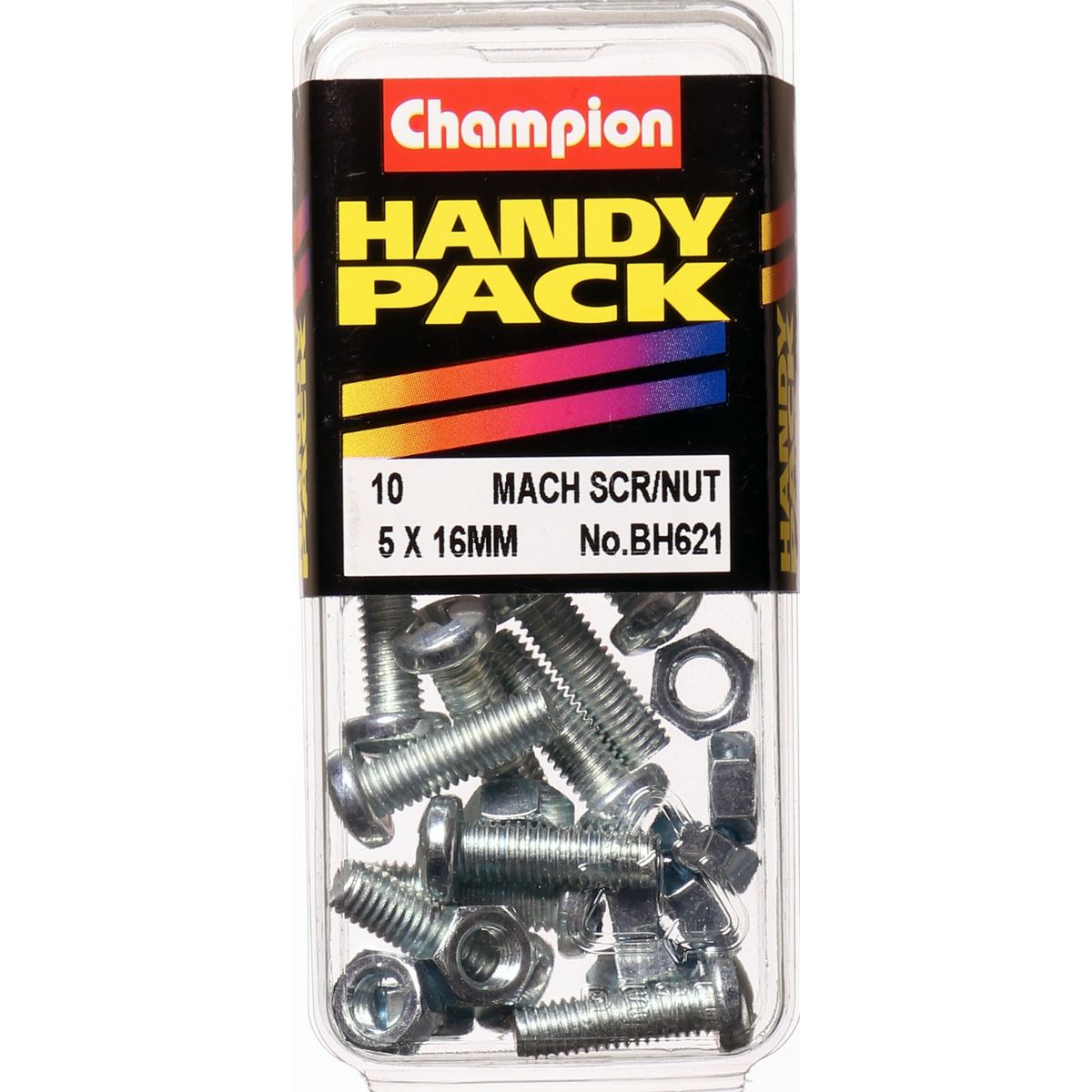 Champion Zinc Machine Screw & Nut Panhead Phillips M5 x 16mm 20Pk BH621