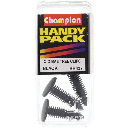 Champion Xmas Tree Clip Black 27mm Lens 6.8mm Stem 16mm Head 3Pk BH437